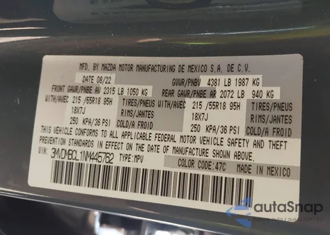 2022 Mazda Cx-30 Carbon Edition from USA, damaged, VIN 3MVDMBCL1NM445762